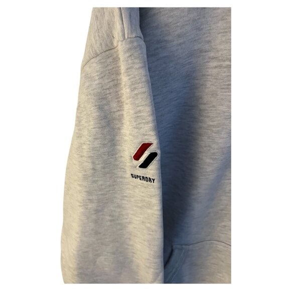 Superdry men sweater M-L light grey heather half zip high neck long sleeve - Picture 3 of 10